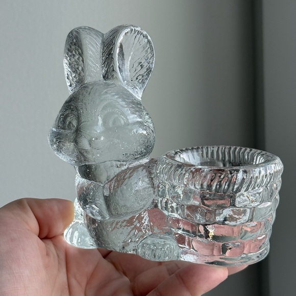 Vintage Anthropomorphic Easter Bunny Rabbit Candle Holder Goebel Crystal Glass - Picture 1 of 16